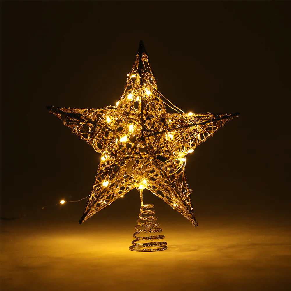 Lifeideas Decorative Star Sequin Christmas Tree Topper with LED Lights - Image 6