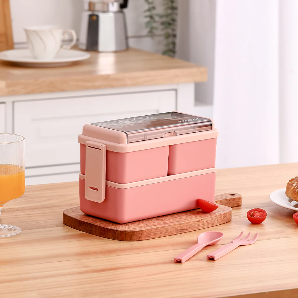 Lifeideas Dual-Layer Plastic Bento Lunch Box with Cutlery - Image 10
