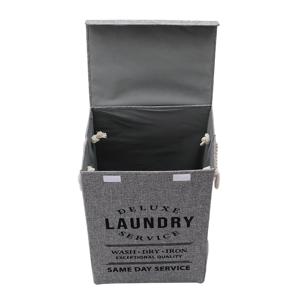 Lifeideas Foldable Home Laundry Baskets Laundry Hamper with Lid and Rope Handles - Image 3