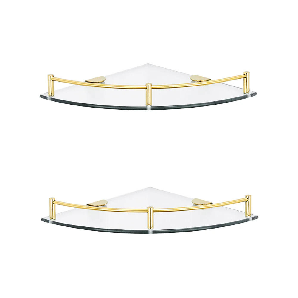 Lifeideas Gold Glass Bathroom Shelf for Corners - Image 3
