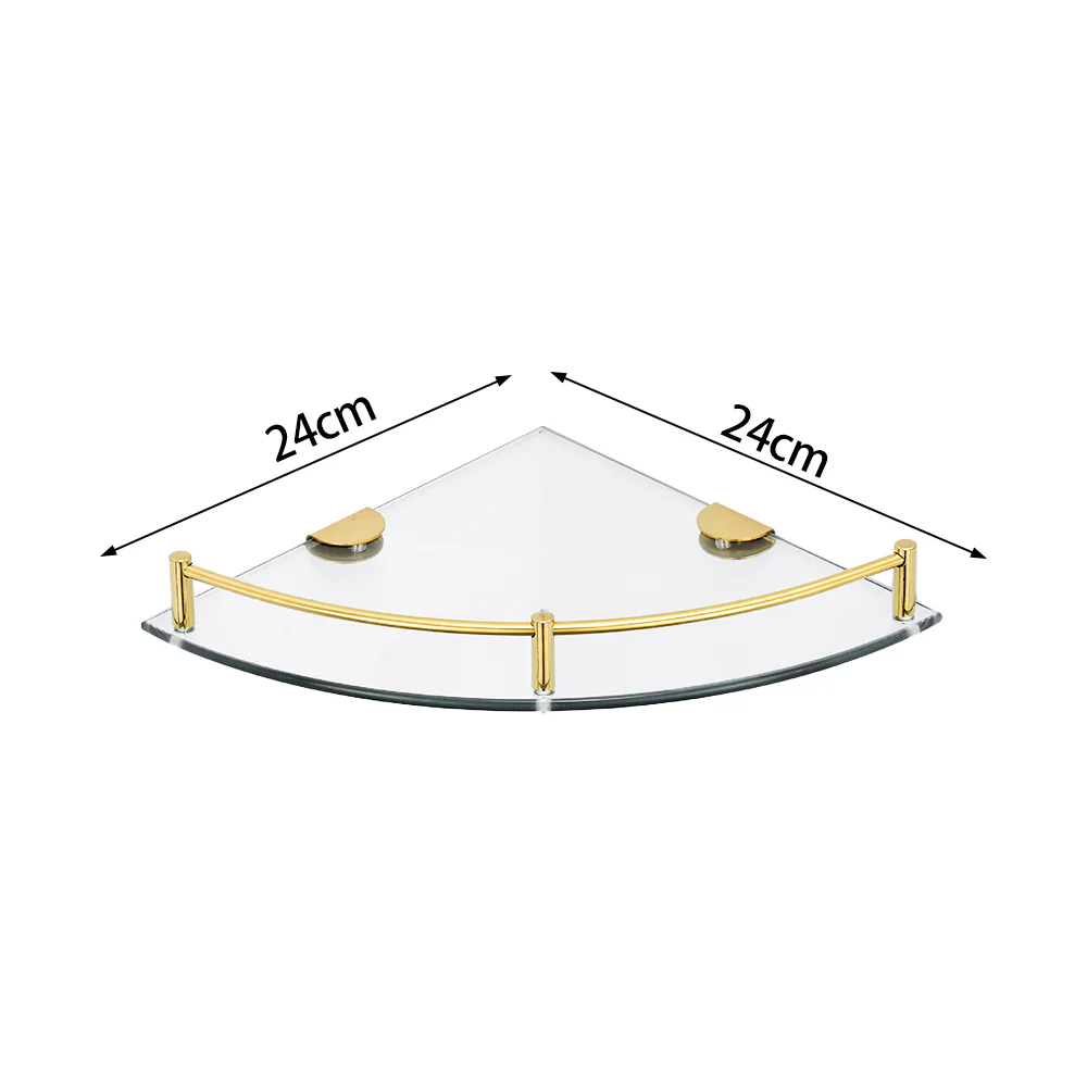 Lifeideas Gold Glass Bathroom Shelf for Corners - Image 4
