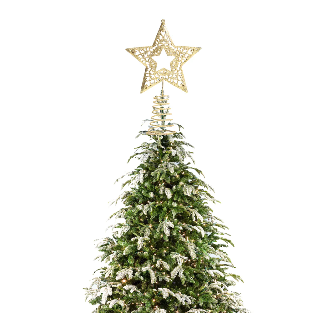 Lifeideas Golden Glitter Star Christmas Tree Topper For Home Decor