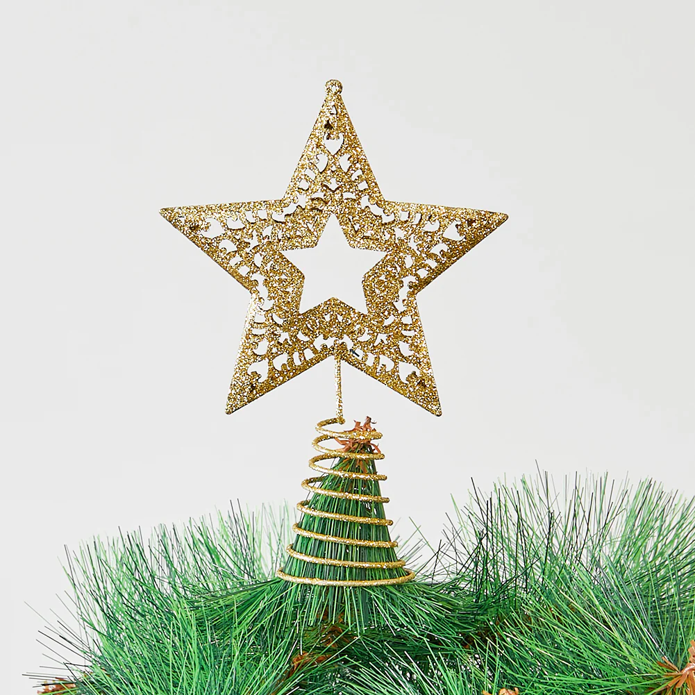 Lifeideas Golden Glitter Star Christmas Tree Topper For Home Decor - Image 2