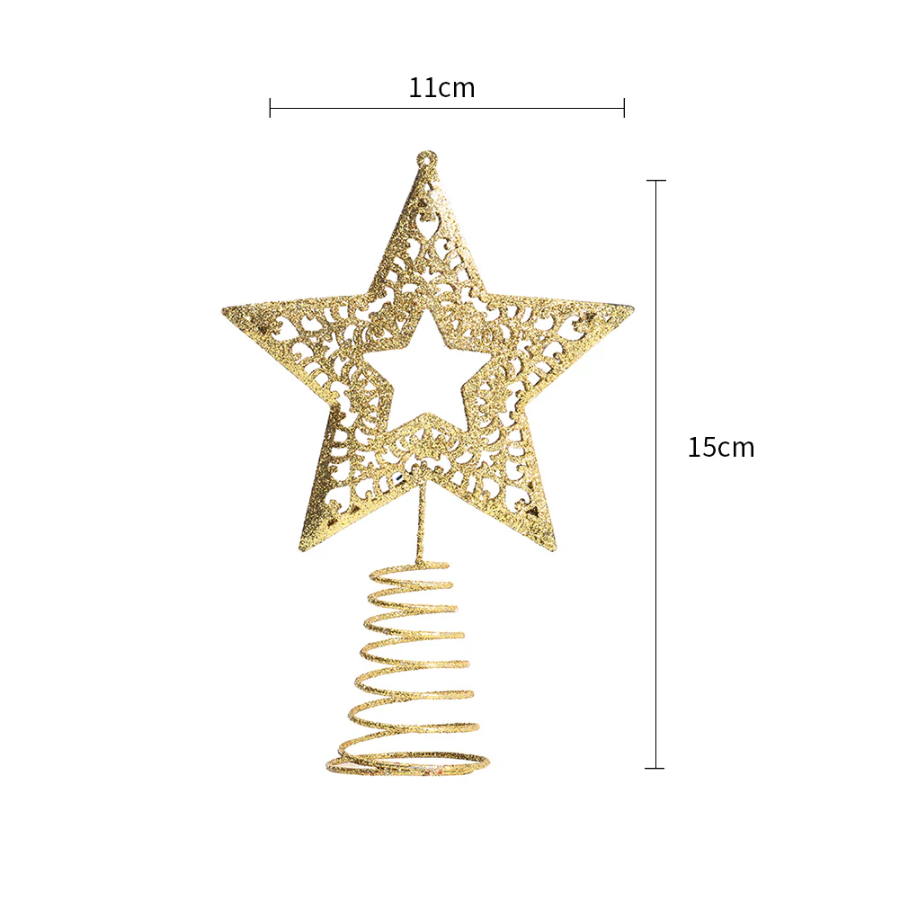 Lifeideas Golden Glitter Star Christmas Tree Topper For Home Decor - Image 6