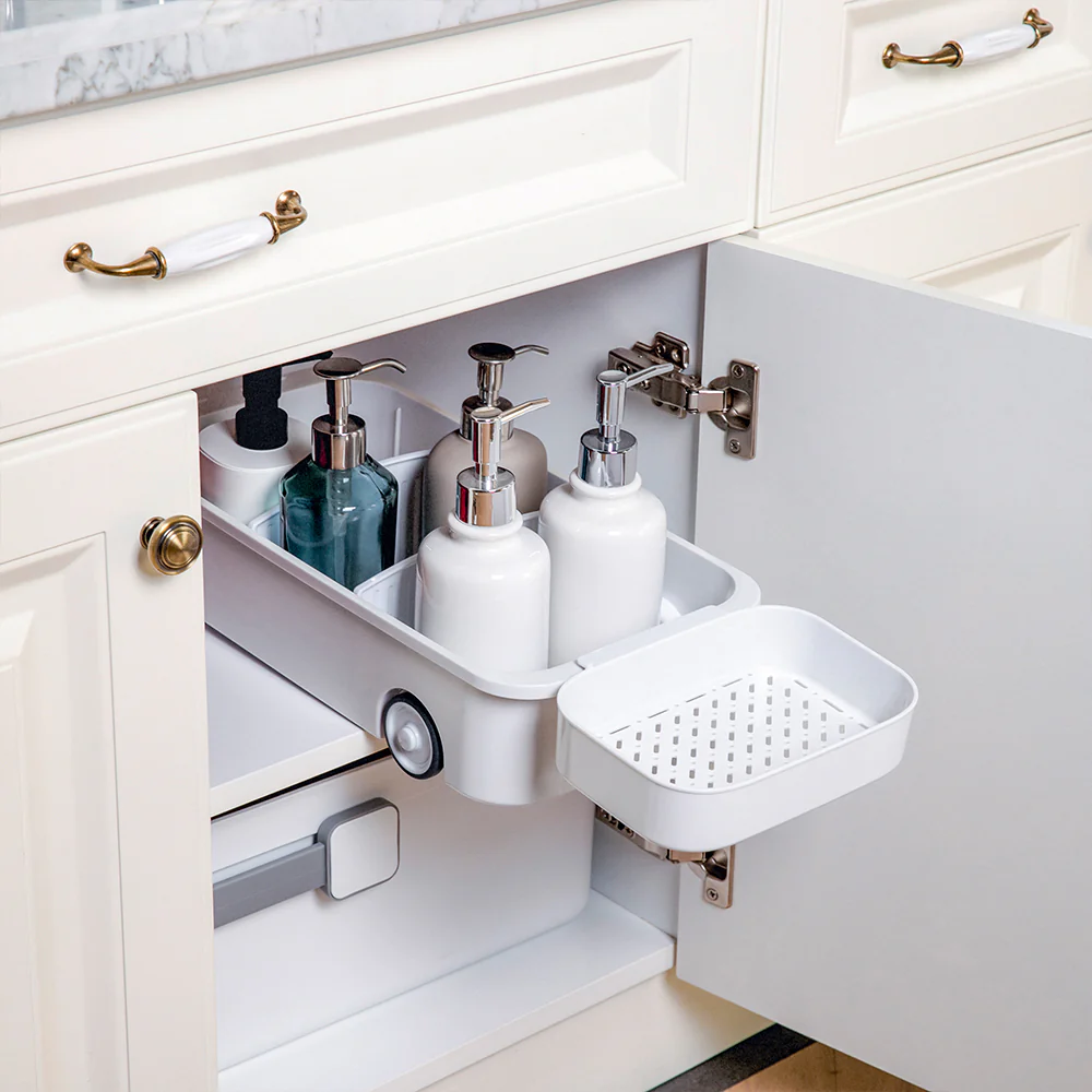 Lifeideas Grey Sliding Storage Basket with Dividers - Image 2