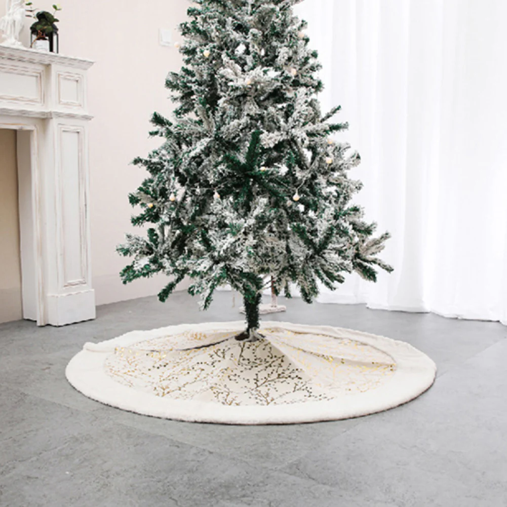 Lifeideas Hot Stamping Golden Twig Plush Christmas Tree Skirt