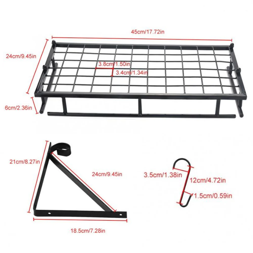 Lifeideas Kitchen Metal Shelves Saucepan Pan Pot Rack Storage Shelf with 10 Hooks Wall Mounted - Image 7