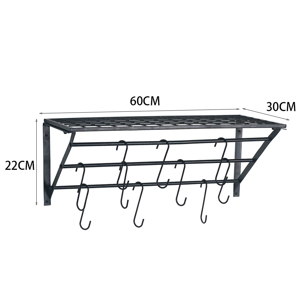 Lifeideas Kitchen Wall Mounted Metal Pot Rack with Hangers - Image 7