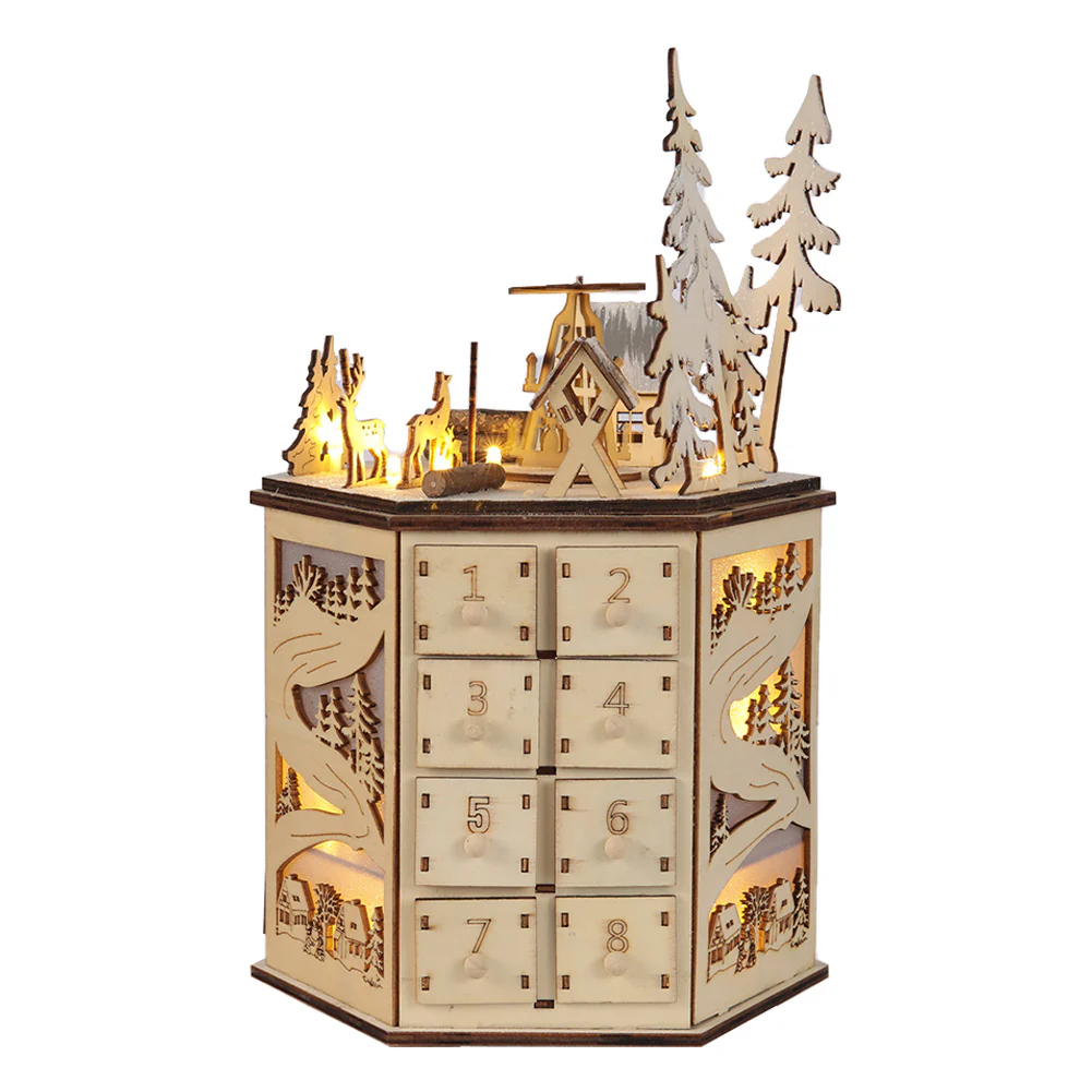 Lifeideas LED Rotating Countdown Calendar Wooden Music Box for Christmas - Image 4
