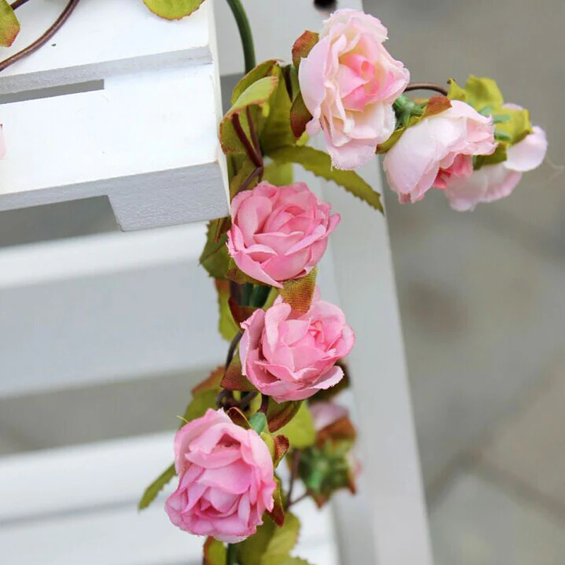 Lifeideas Light Pink Artificial Rose Vine Garland - Image 6