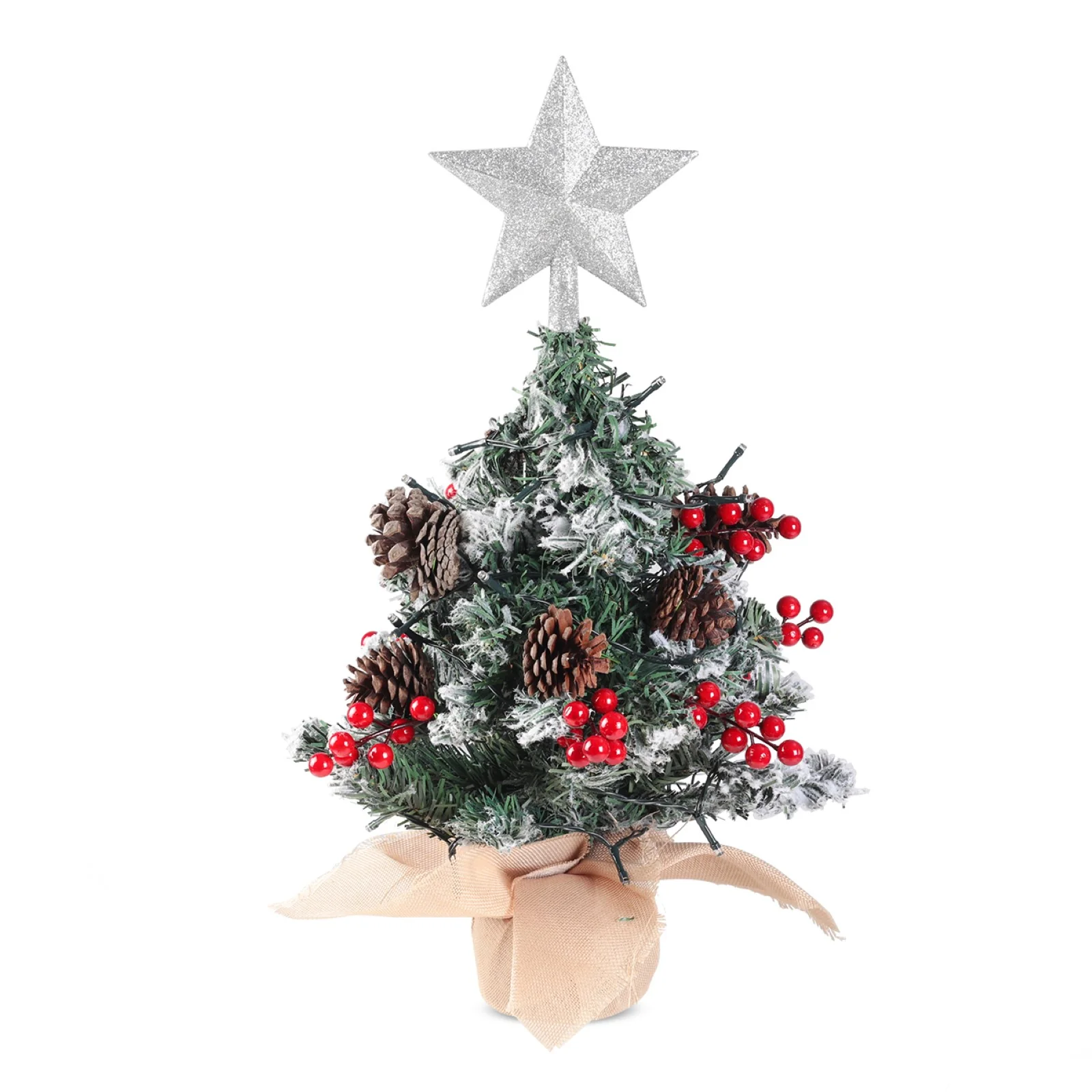 Lifeideas Mini Pre Lit Tabletop DIY Christmas Tree With Star Topper - Image 6