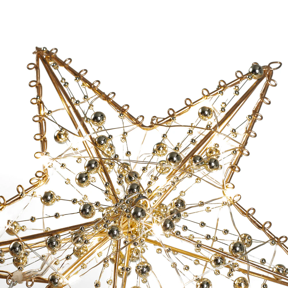 Lifeideas Modern Metal Pre-Lit Star Christmas Tree Topper With Beads - Image 6