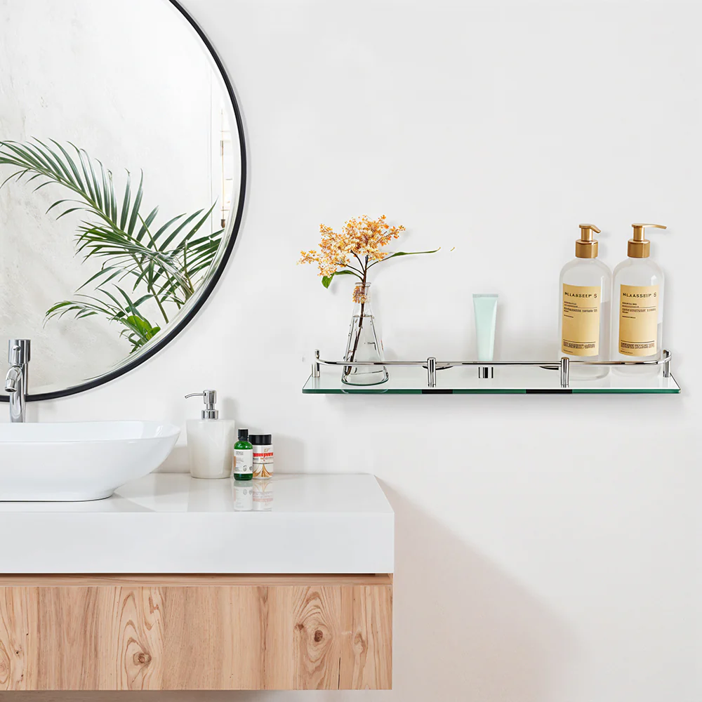 Lifeideas Modern Wall-Mounted Glass Organizer Shelf - Image 2