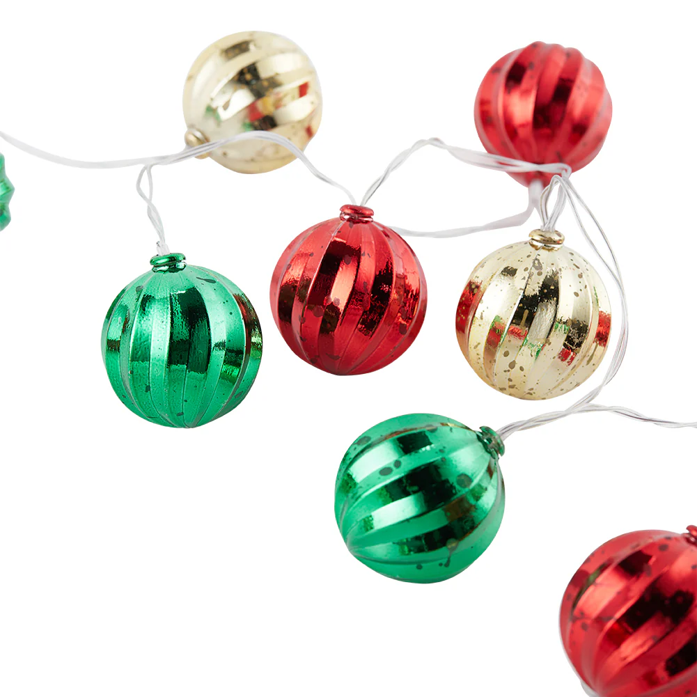 Lifeideas Multicoloured Christmas Ball Ornament String Lights Battery Powered - Image 3