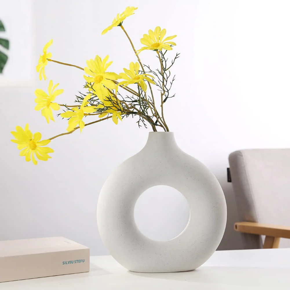 Lifeideas Nordic Style Ceramic Round Vase in White - Image 2