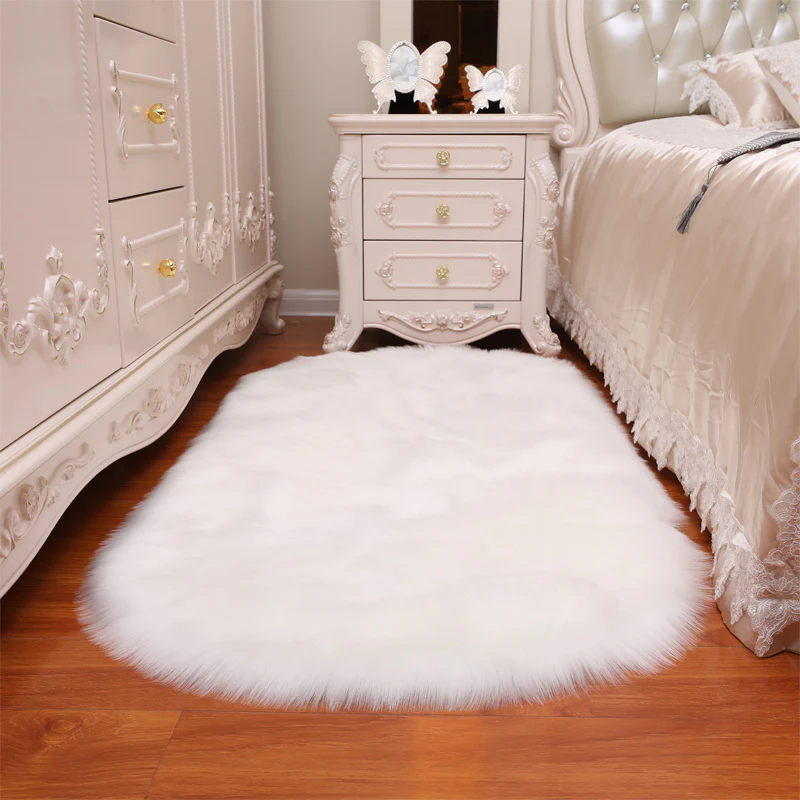 Lifeideas Oval Super Soft Shaggy Area Rug White - Image 2