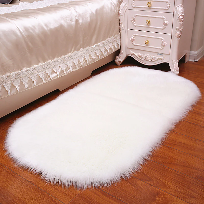 Lifeideas Oval Super Soft Shaggy Area Rug White - Image 3