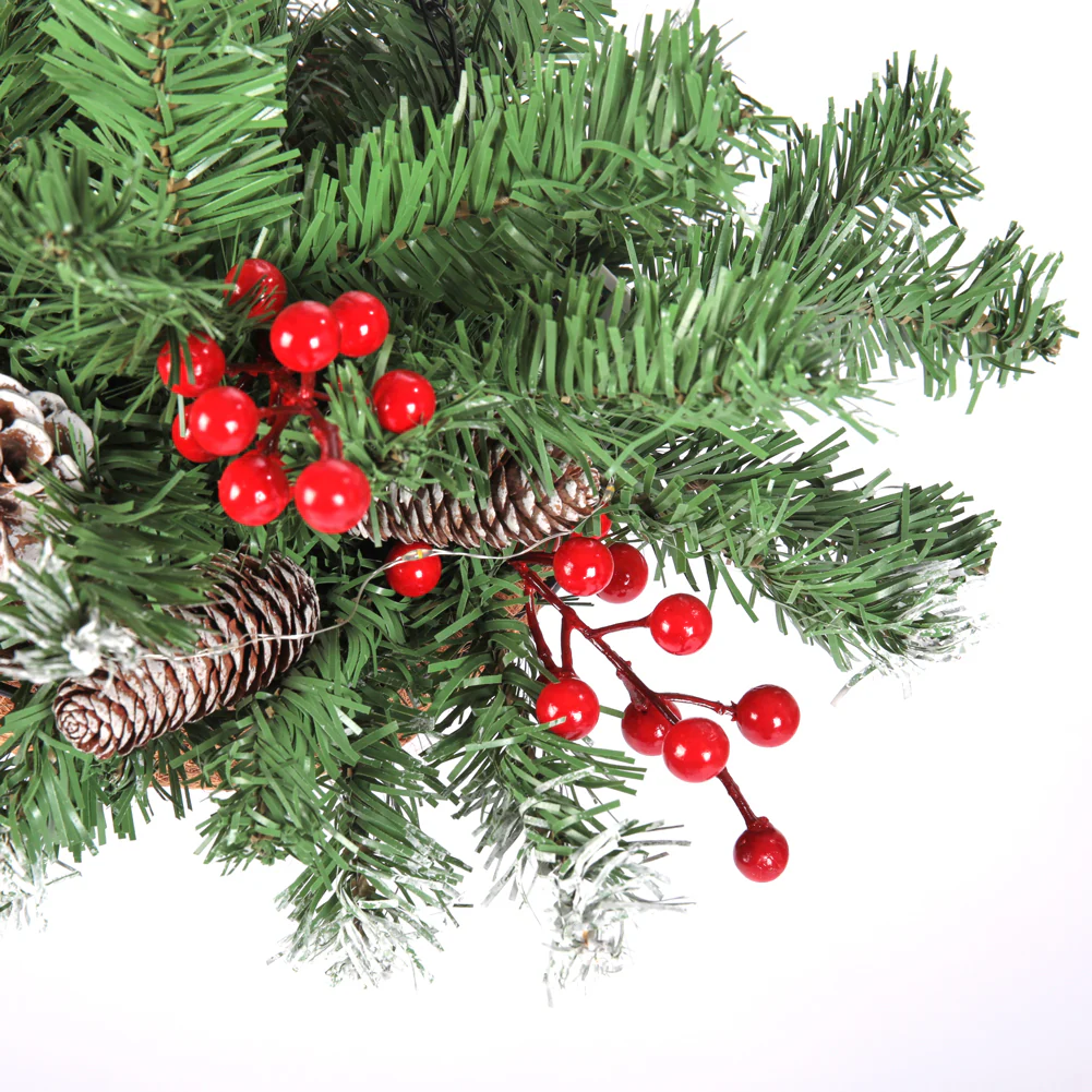 Lifeideas Pre-Lit Artificial Christmas Hanging Basket with Frosted Pine Cones - Image 6