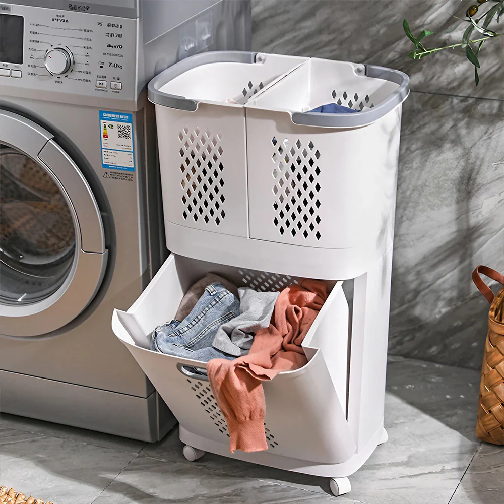 Lifeideas Rolling Laundry Hamper With 3 Compartments - Image 2