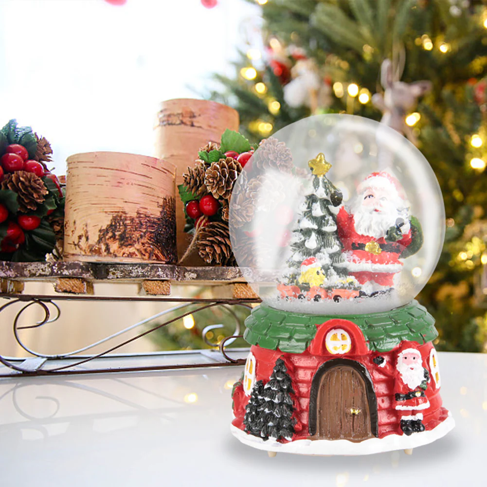 Lifeideas Santa Claus Snow Ball Gift Music Box Christmas Glass Ornament