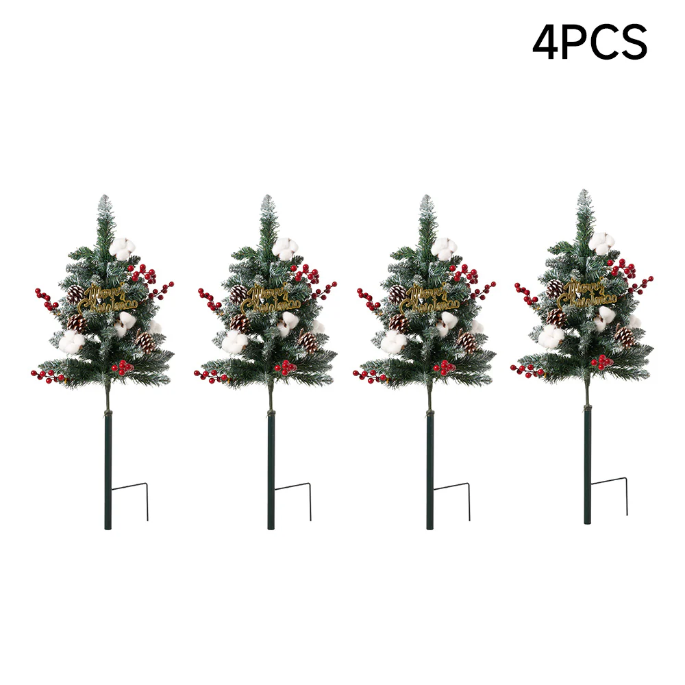 Lifeideas Set of 4 Solar-Powered Artificial Christmas Tree Decorations with String Light - Image 2