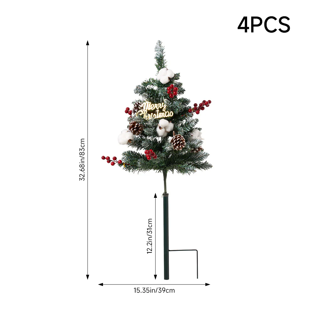 Lifeideas Set of 4 Solar-Powered Artificial Christmas Tree Decorations with String Light - Image 7