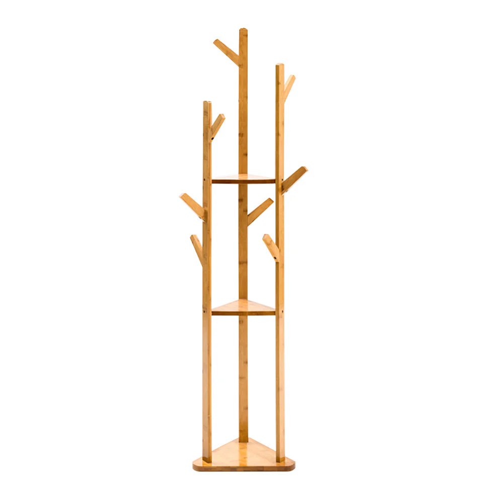 Lifeideas Wooden Coat Rack Stand with 3 Shelves for Entryway - Image 3