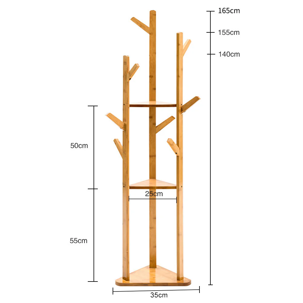Lifeideas Wooden Coat Rack Stand with 3 Shelves for Entryway - Image 6