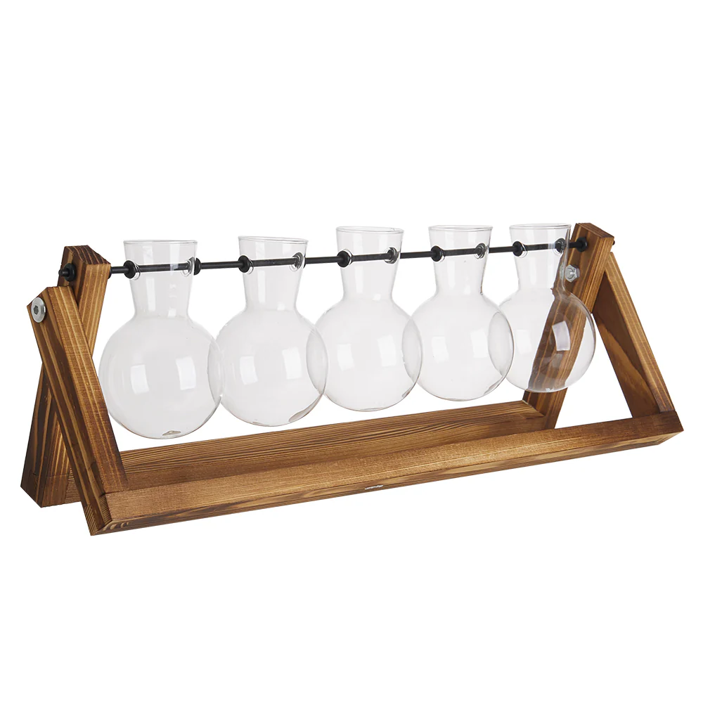 Lifeideas Wooden Plant Propagation Station with 5 Bulbs Vase - Image 5