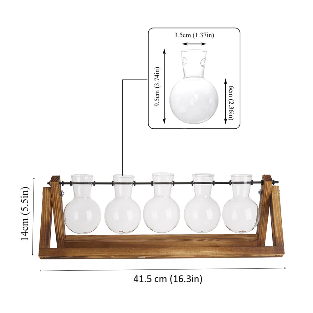 Lifeideas Wooden Plant Propagation Station with 5 Bulbs Vase - Image 7