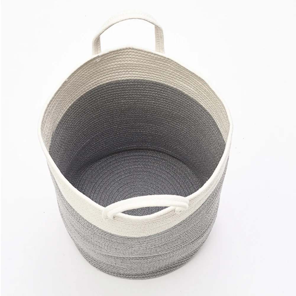 Lifeideas Woven Basket Baby Kids Toys Storage Clothes Hamper Laundry Basket With Decor Balls Grey - Image 2