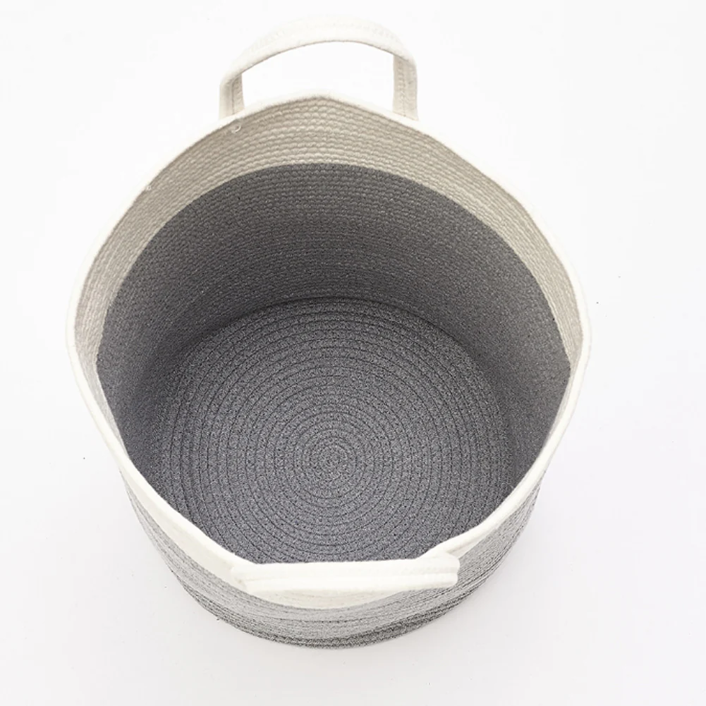 Lifeideas Woven Basket Baby Kids Toys Storage Clothes Hamper Laundry Basket With Decor Balls Grey - Image 4