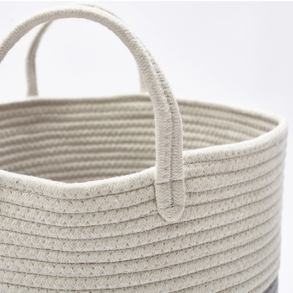 Lifeideas Woven Basket Baby Kids Toys Storage Clothes Hamper Laundry Basket With Decor Balls Grey - Image 5