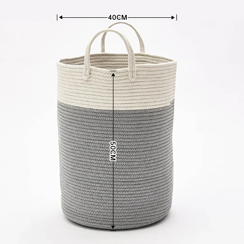 Lifeideas Woven Basket Baby Kids Toys Storage Clothes Hamper Laundry Basket With Decor Balls Grey - Image 7