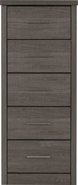 LISBON 5 DRAWER NARROW CHEST - BLACK WOOD GRAIN - BLACK WOOD GRAIN - Image 2