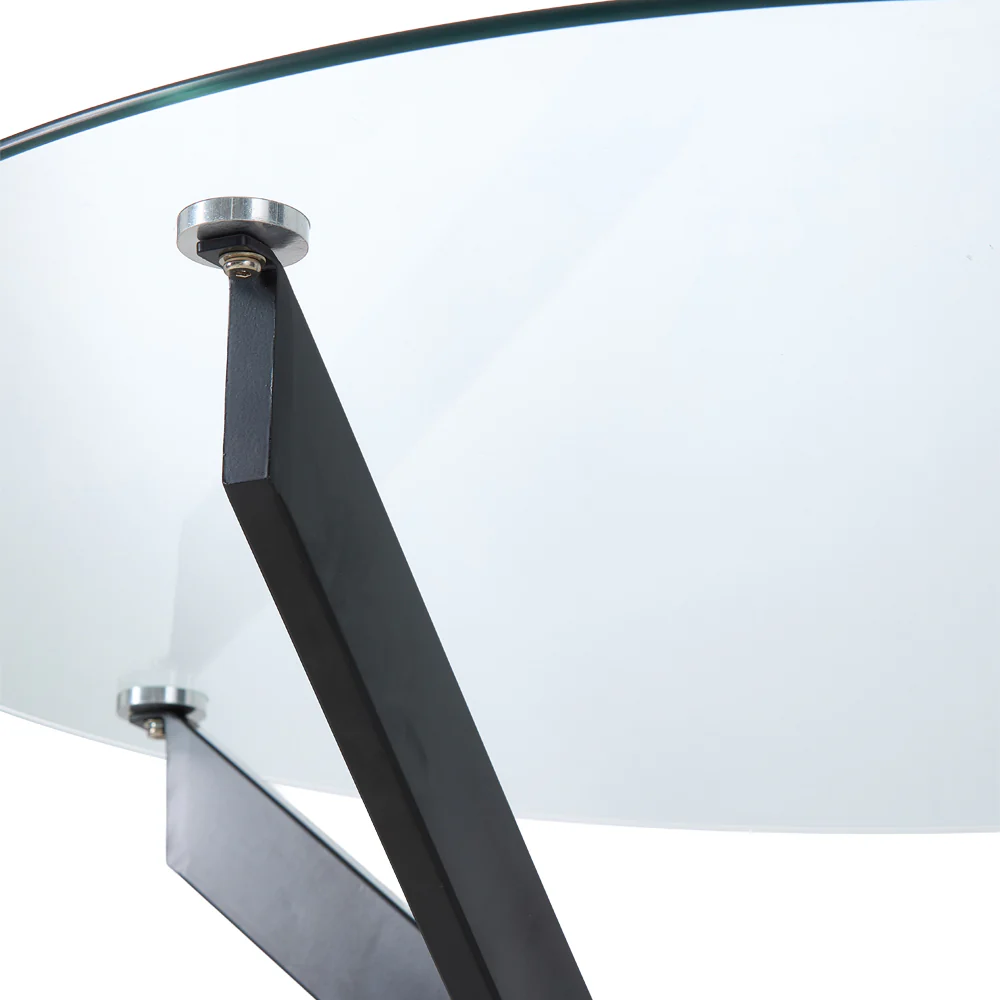 Livingandhome 100cm Round Dining Table with Metal Black Legs - Image 4