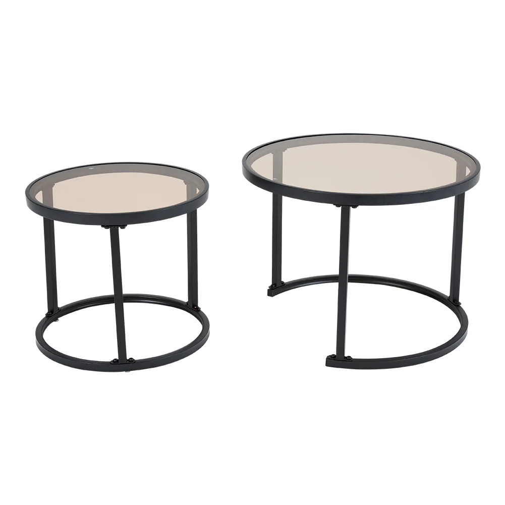 Livingandhome 2-Piece Glass Top Coffee Table Set - Image 5