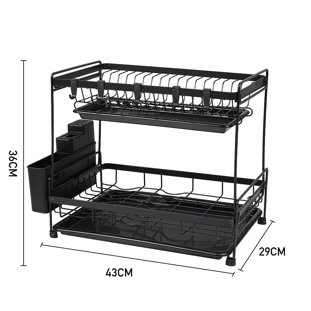 Livingandhome 2 Tier Dish Drying Rack With Drainboards - Image 6