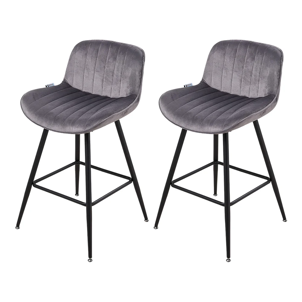 Livingandhome 2PCS Flannel Upholstered Bar Stools - Image 4