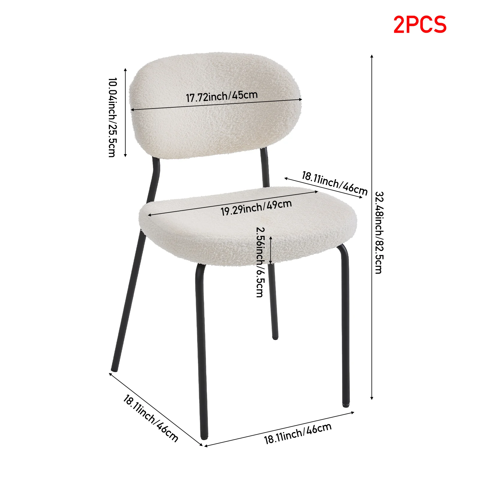Livingandhome 2Pcs Upholstered Dining Chair with Metal Frame - Image 8