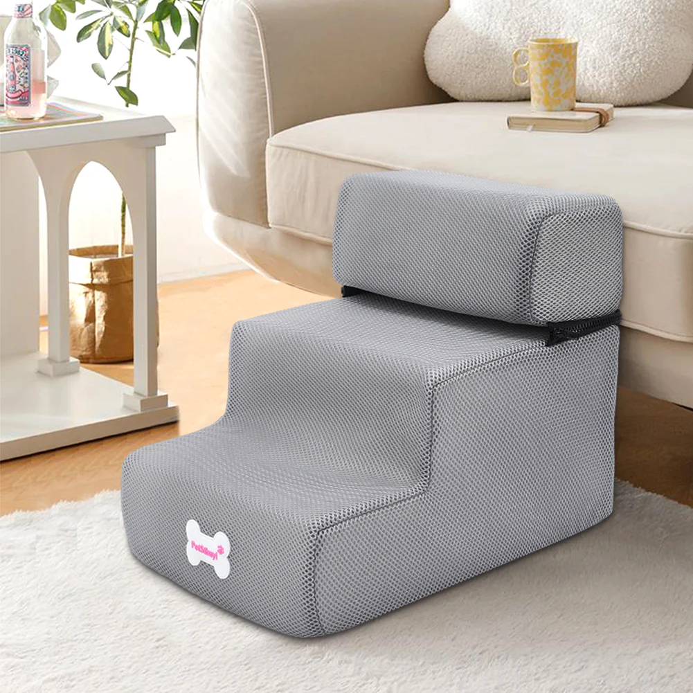 Livingandhome 3-step Upholstered Pet Stairs