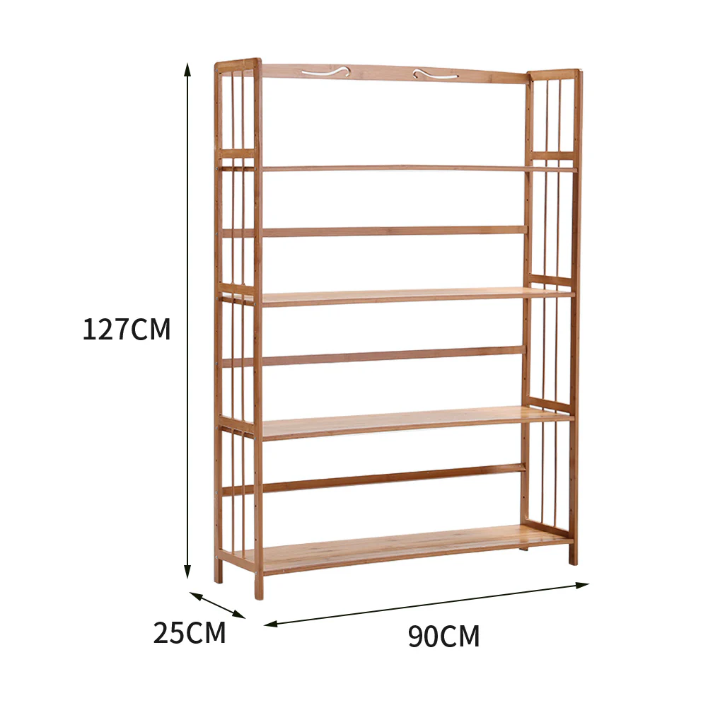 Livingandhome 4-Tier Bamboo Book Storage Shelf - Image 4