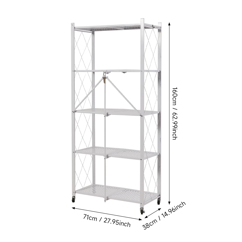 Livingandhome 5-Tier Freestanding Metal Storage Unit - Image 3
