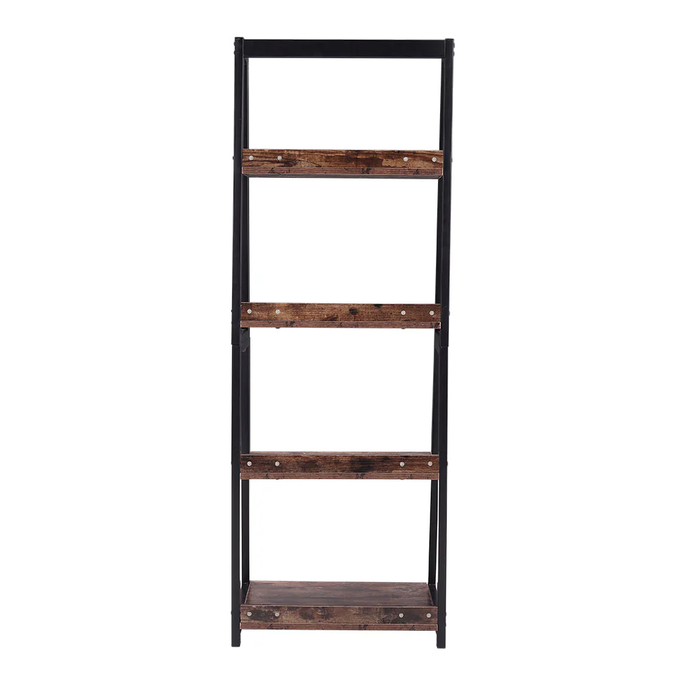 Livingandhome 5-Tier Industrial Wooden Open Shelf Ladder Bookcase - Image 4