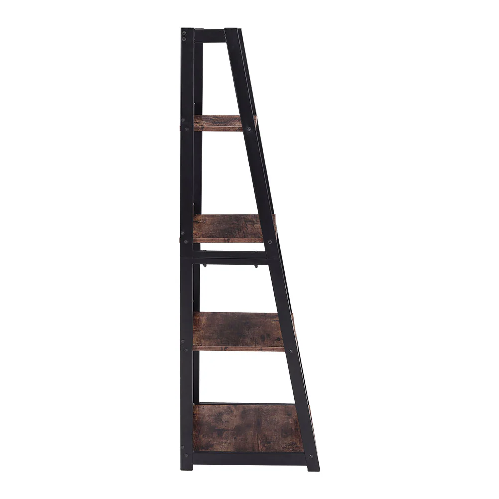 Livingandhome 5-Tier Industrial Wooden Open Shelf Ladder Bookcase - Image 5