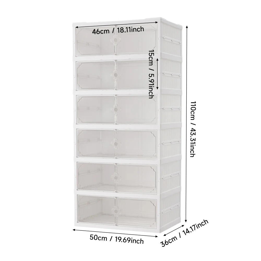 Livingandhome 6-Tier Foldable Plastic Storage Rack - Image 3