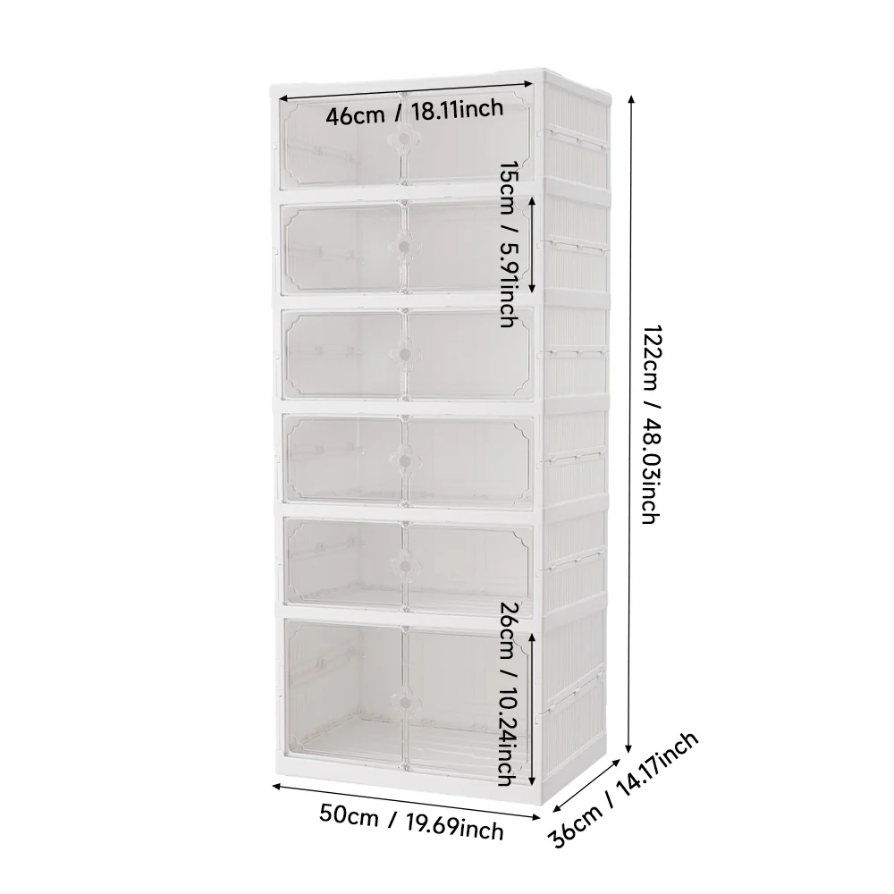 Livingandhome 6-Tier Foldable Storage Rack with Doors - Image 3