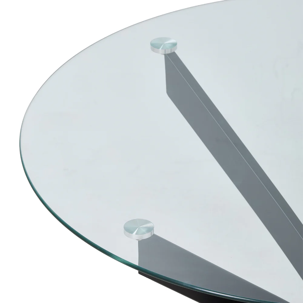 Livingandhome 80cm Round Dining Table with Metal Black Legs - Image 5