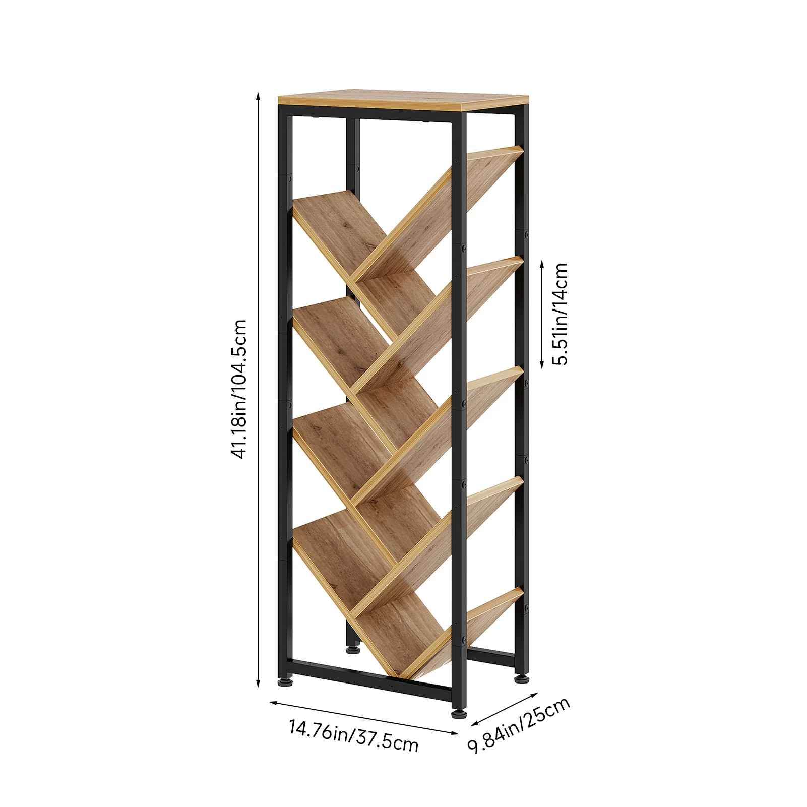 Livingandhome 9-Tier Floor Standing Tree Bookshelf Storage Rack - Image 2
