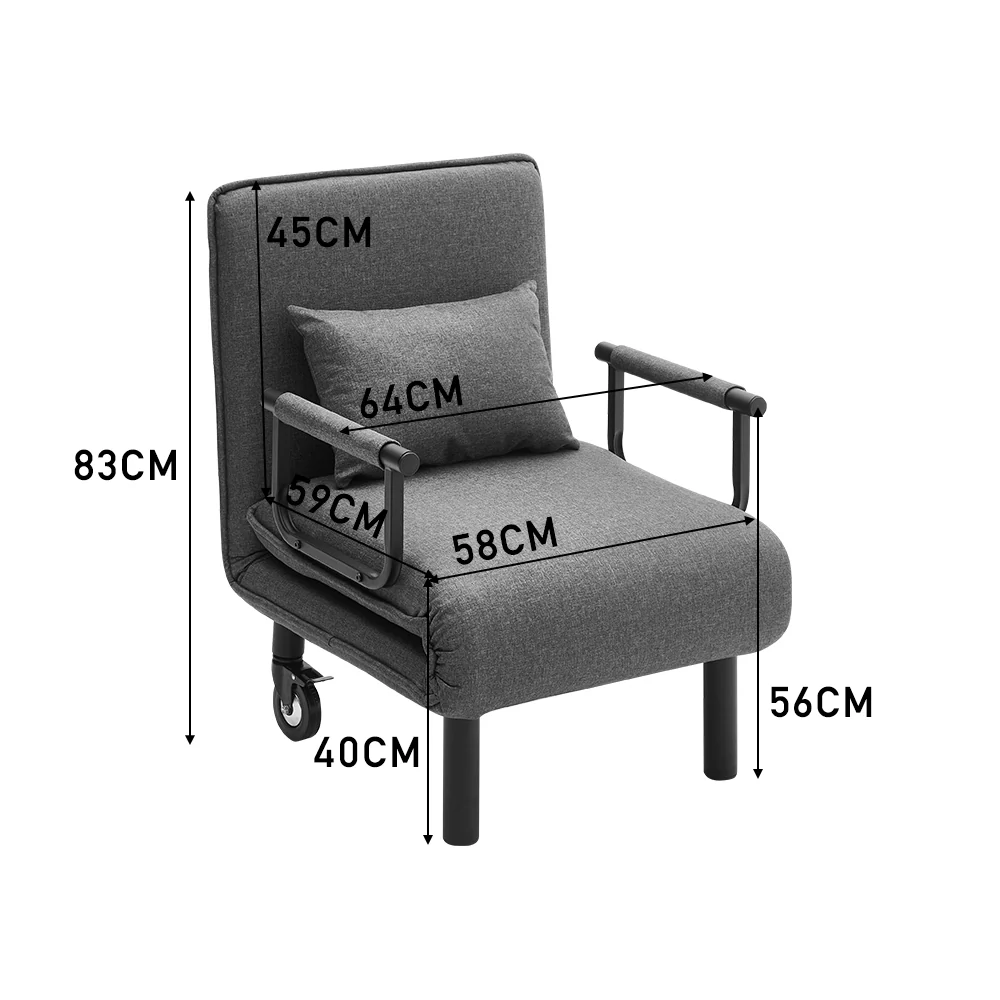 Livingandhome Adjustable 3-in-1 Reclining Sofa Bed - Image 6